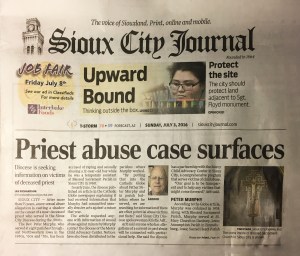 Sioux City Journal, Priest abuse case surfaces